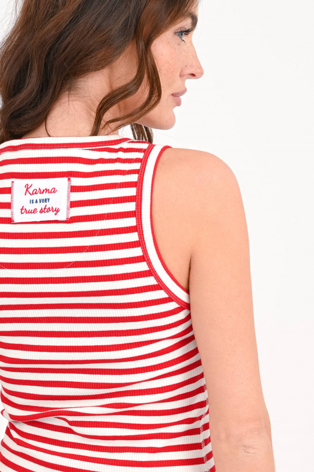 The Shirt Projekt Munich Gestreiftes Ripp-Tanktop in Weiß/Rot