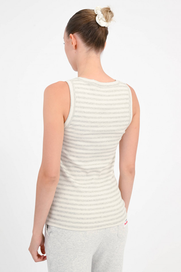 The Shirt Projekt Munich Gestreiftes Ripp-Tanktop in Hellgrau/Creme