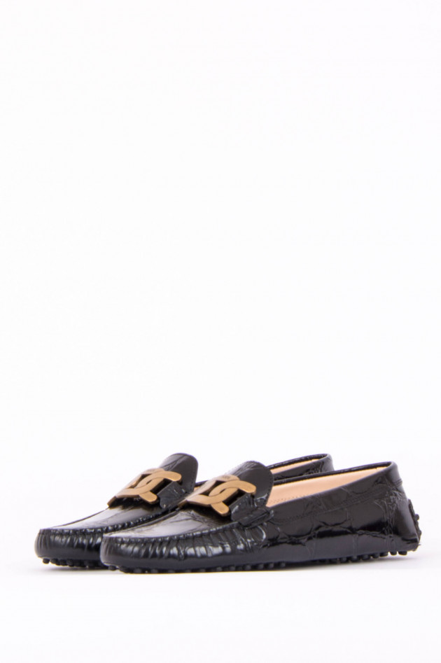 Tod's Printed Kroko Loafer in Schwarz