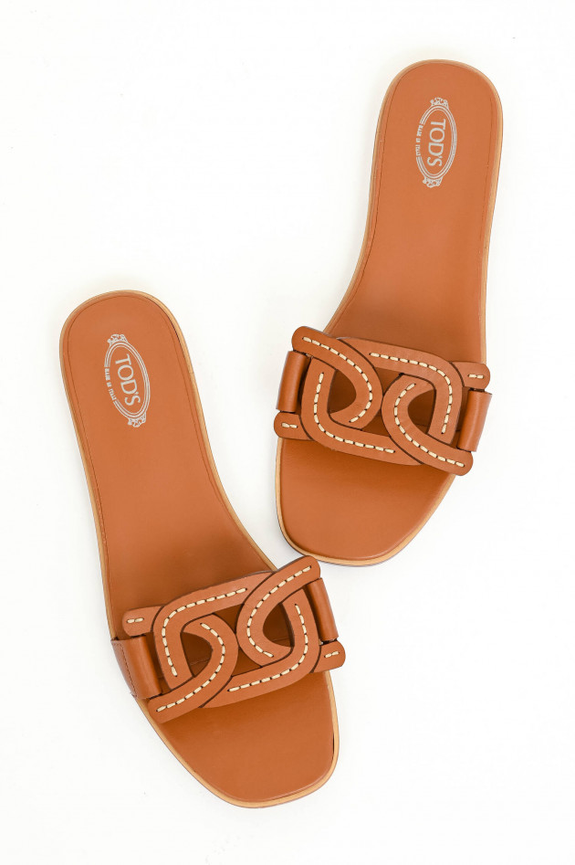 Tod's Sandale mit Flecht-Optik in Camel