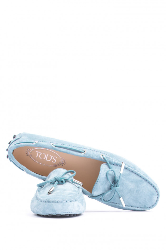 Tod's Mokassind aus Veloursleder in Hellblau