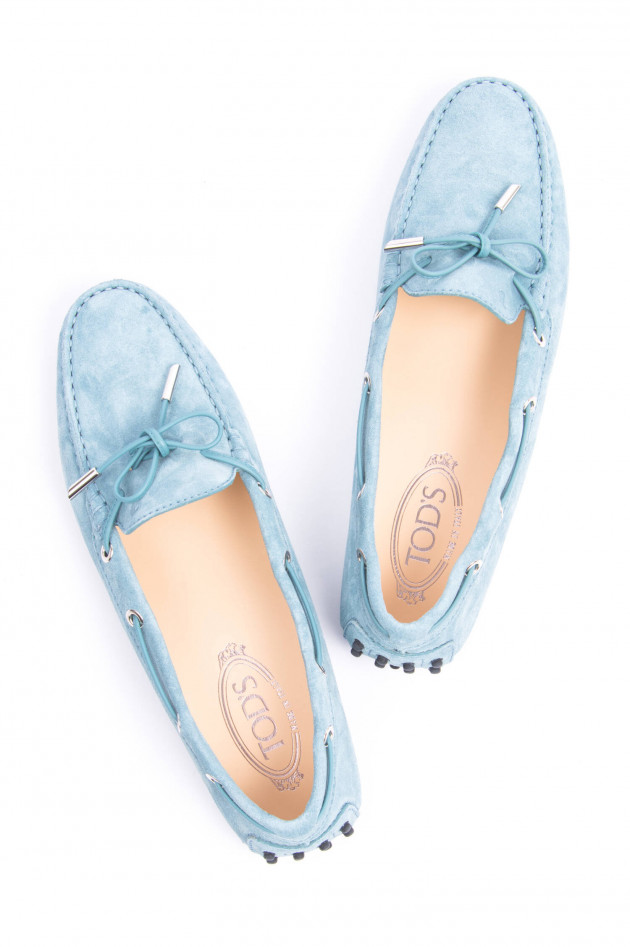 Tod's Mokassind aus Veloursleder in Hellblau