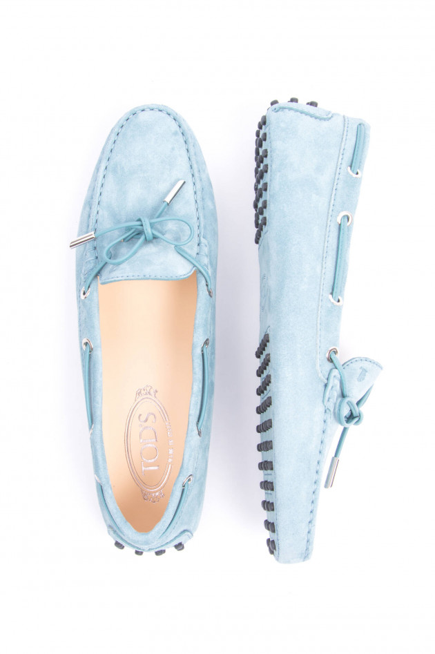 Tod's Mokassind aus Veloursleder in Hellblau