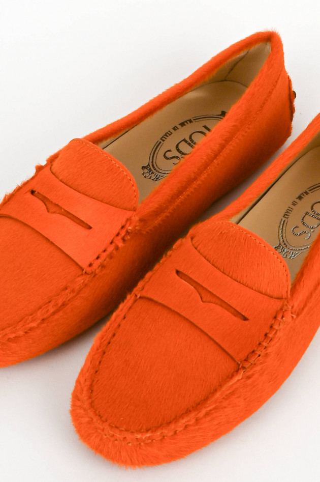 Tod's Mokassins mit Ponyfell in Orange