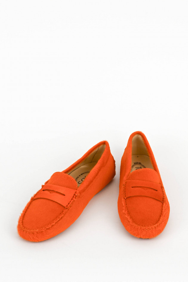 Tod's Mokassins mit Ponyfell in Orange