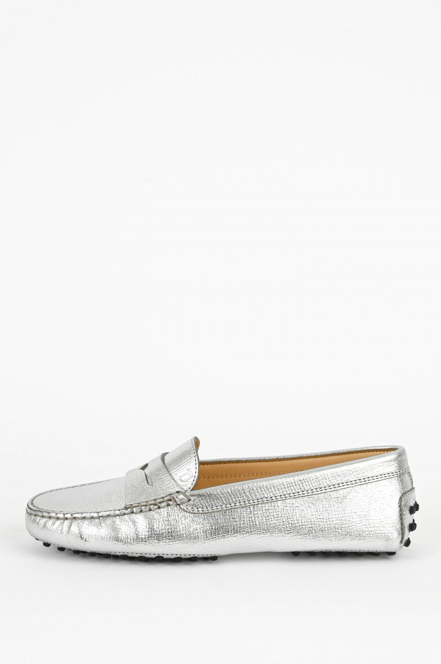 Tod's Metallik Mokassins aus Nappaleder in Silber