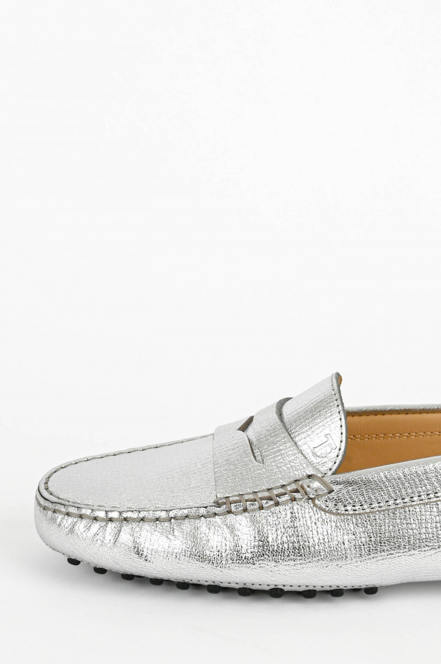 Tod's Metallik Mokassins aus Nappaleder in Silber