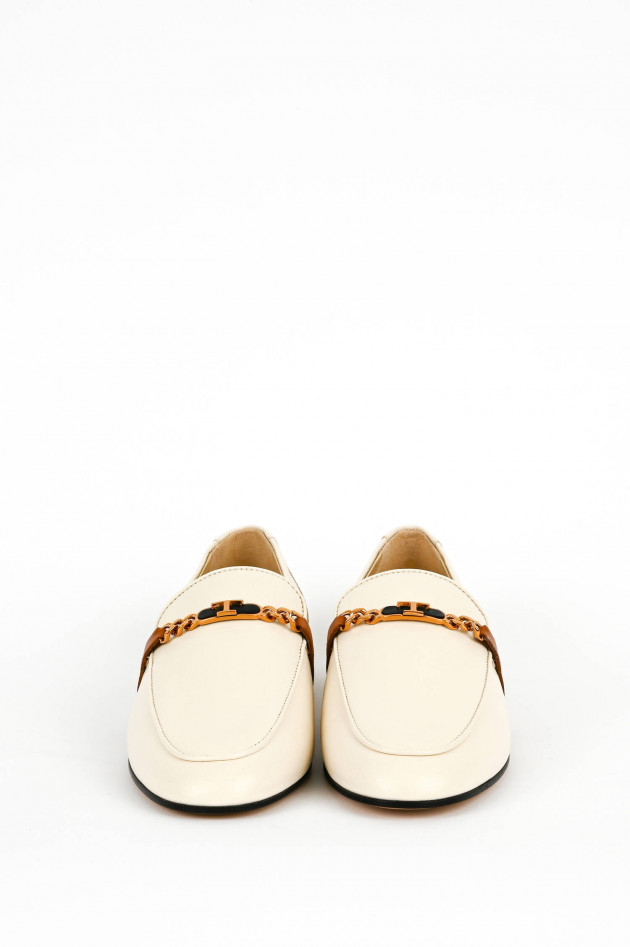 Tod's Klassischer Loafer mit Zierkette in Creme