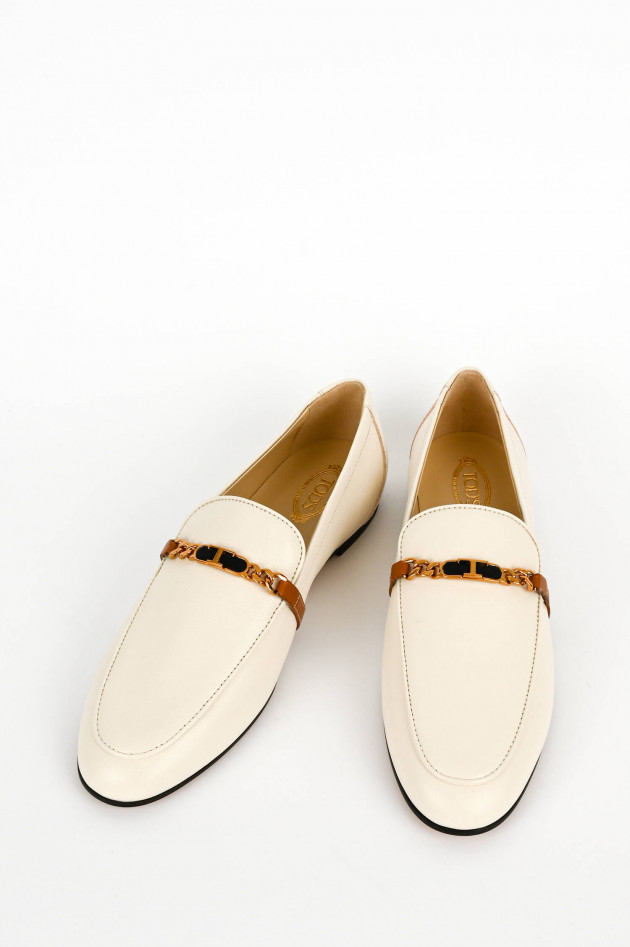 Tod's Klassischer Loafer mit Zierkette in Creme