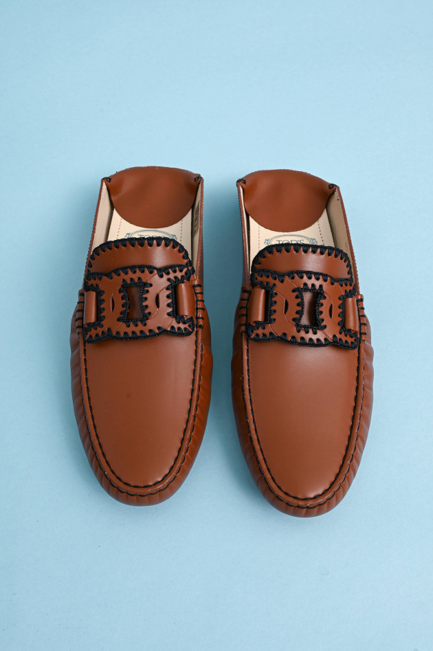 Tod's Mules mit Deko-Stitching in Cognac