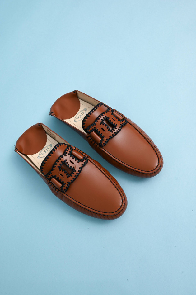 Tod's Mules mit Deko-Stitching in Cognac