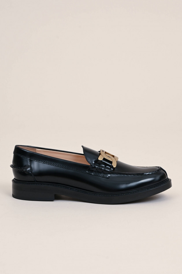 Tod's Leder Loafer mit Metallschnalle in Schwarz