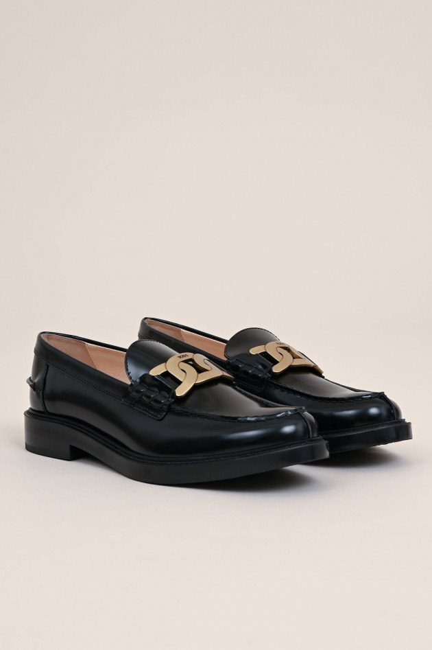 Tod's Leder Loafer mit Metallschnalle in Schwarz