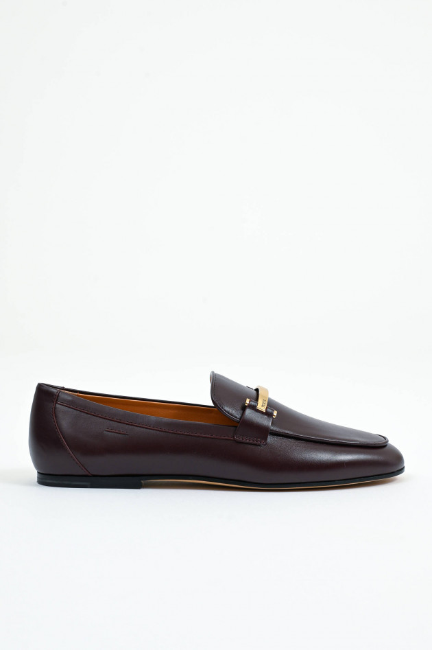 Tod's Leder-Loafer mit Metall-Riemen in Oxenblood