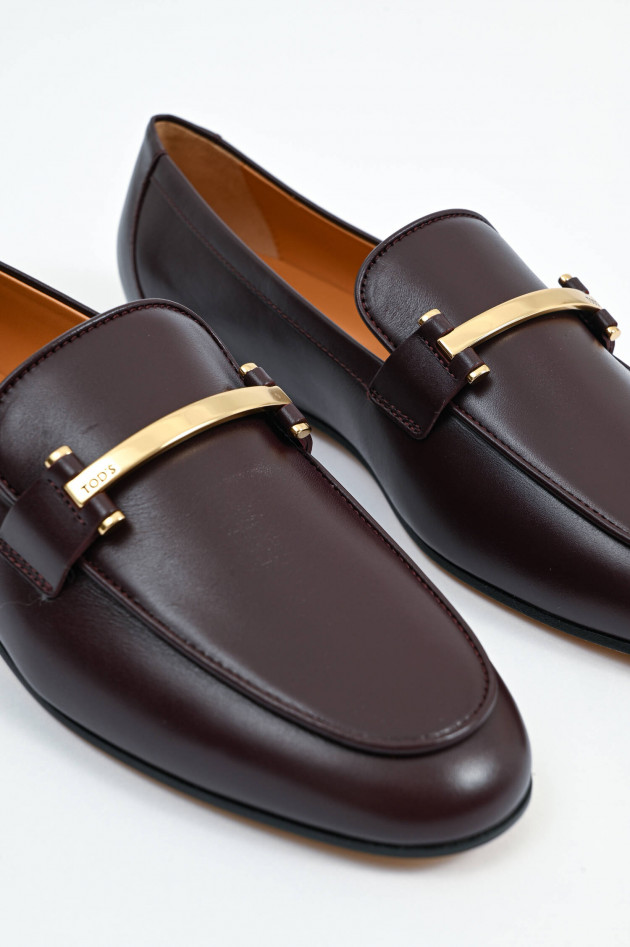 Tod's Leder-Loafer mit Metall-Riemen in Oxenblood