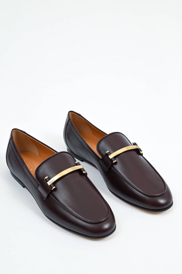 Tod's Leder-Loafer mit Metall-Riemen in Oxenblood