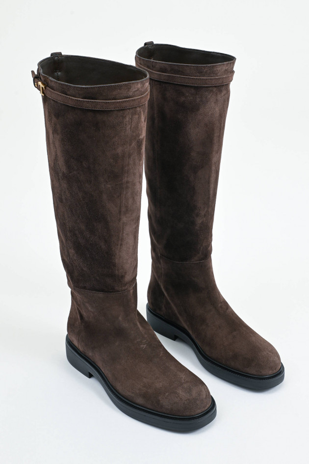 Tod's Stiefel aus Velourleder in Chocolate
