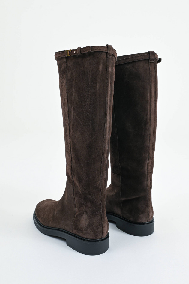Tod's Stiefel aus Velourleder in Chocolate