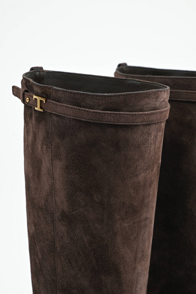 Tod's Stiefel aus Velourleder in Chocolate