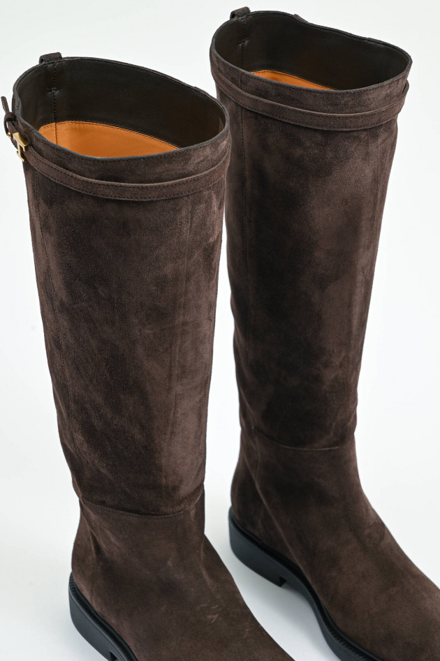 Tod's Stiefel aus Velourleder in Chocolate