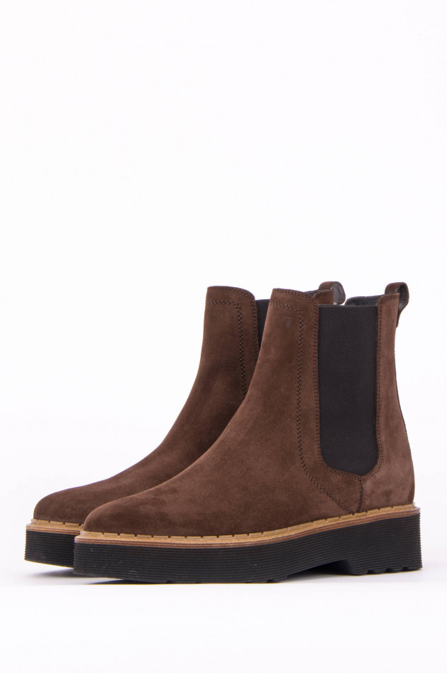 Tod's Chealsea Boots aus Verloursleder in Espresso