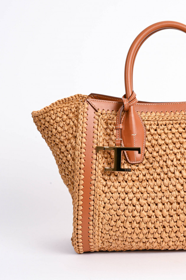 Tod's Bast-Shopper mit Leder-Details in Natur/Braun