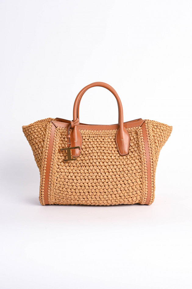 Tod's Bast-Shopper mit Leder-Details in Natur/Braun