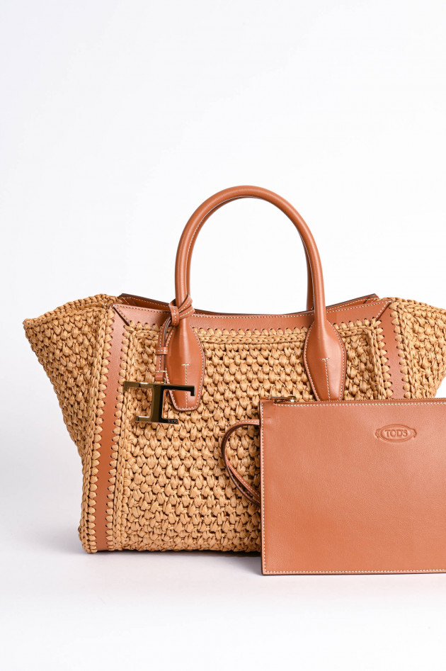 Tod's Bast-Shopper mit Leder-Details in Natur/Braun