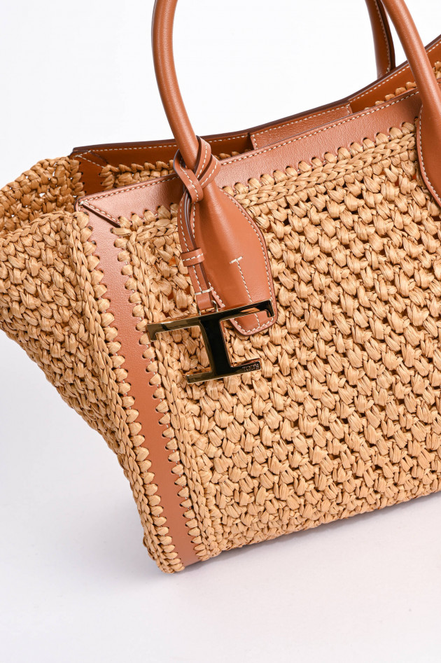 Tod's Bast-Shopper mit Leder-Details in Natur/Braun