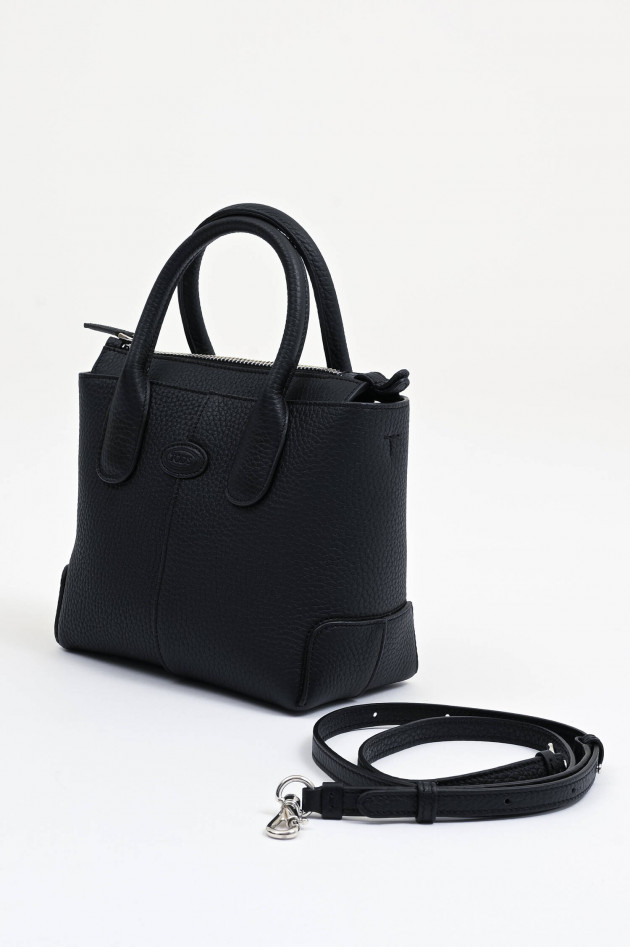 Tod's Mini-Shopper aus genarbtem Leder in Schwarz