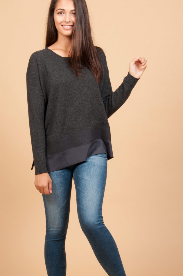 Tonet Pullover mit Seidenbesatz in Antra