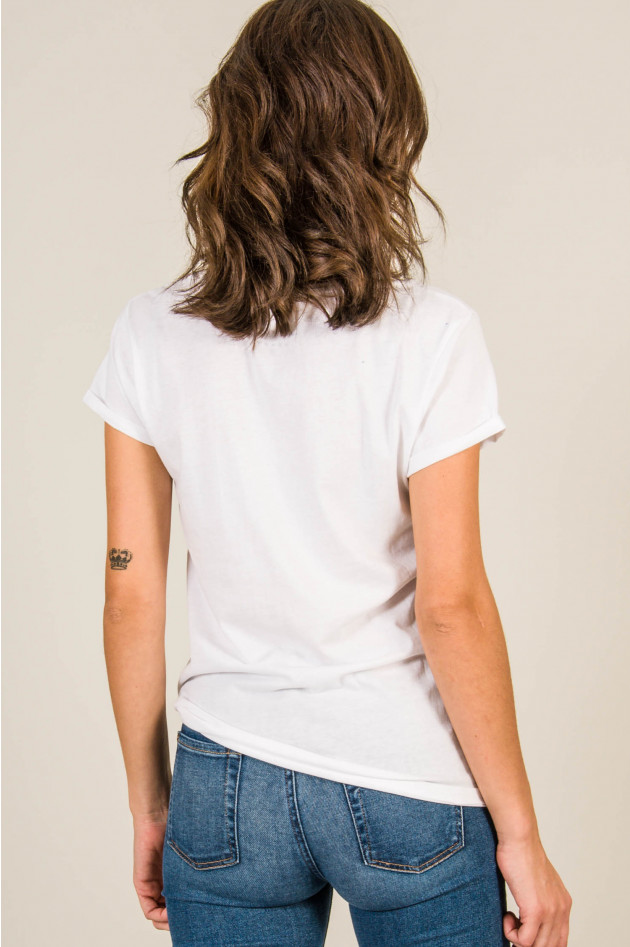 Top-Tee T-Shirt mit Schleifenprint und Brosche in Weiß