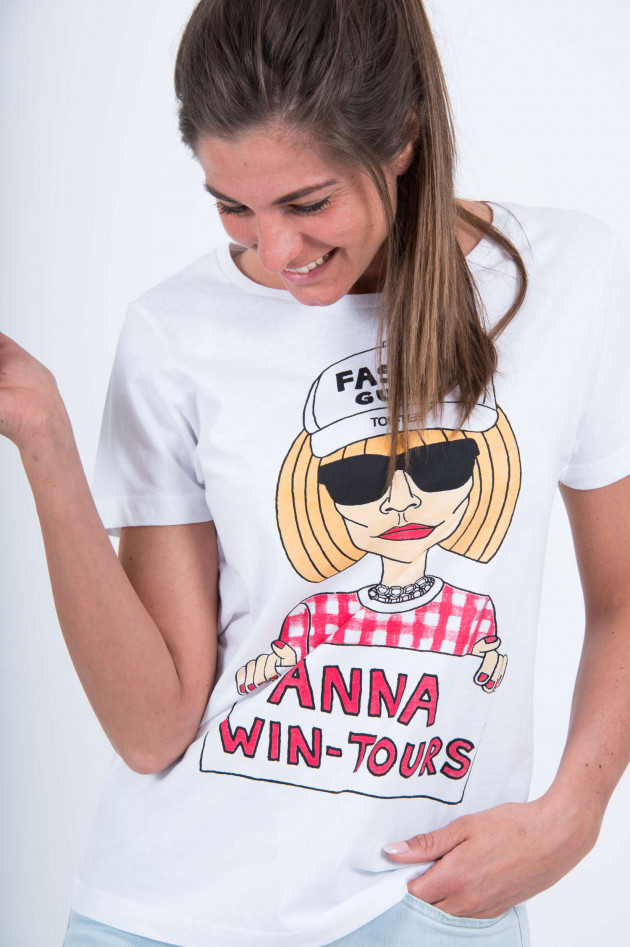 Top-Tee T-Shirt mit Druck in Weiß