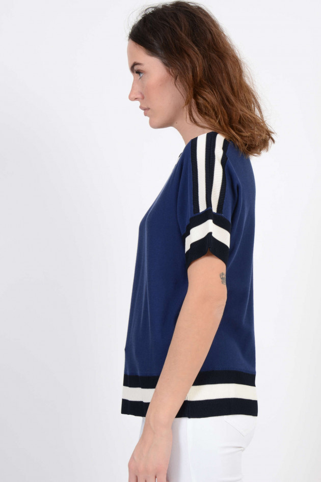 Tortona 21 Kurzarm Pullover mit Streifen in Navy