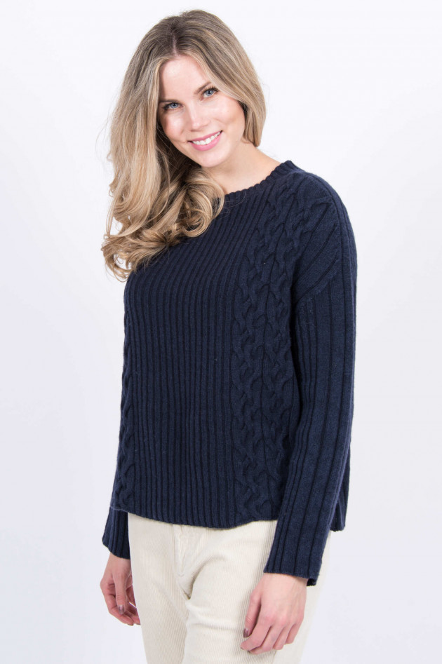 Tortona 21 Wollpullover mit Strickmuster in Navy