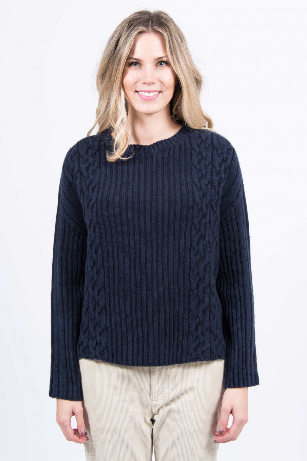 Tortona 21 Wollpullover mit Strickmuster in Navy