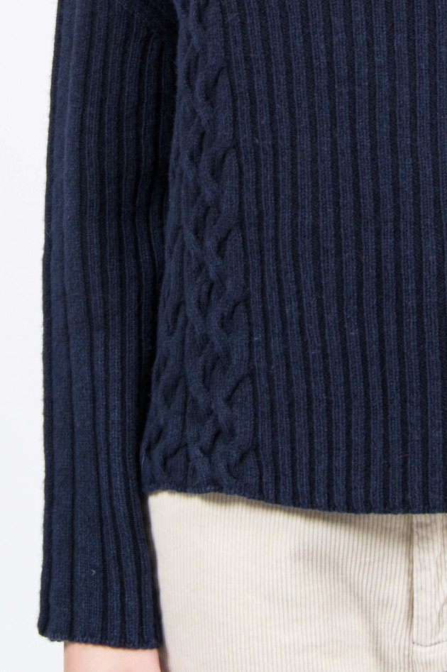 Tortona 21 Wollpullover mit Strickmuster in Navy