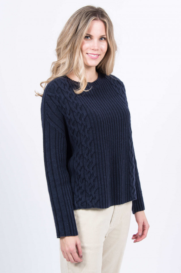 Tortona 21 Wollpullover mit Strickmuster in Navy