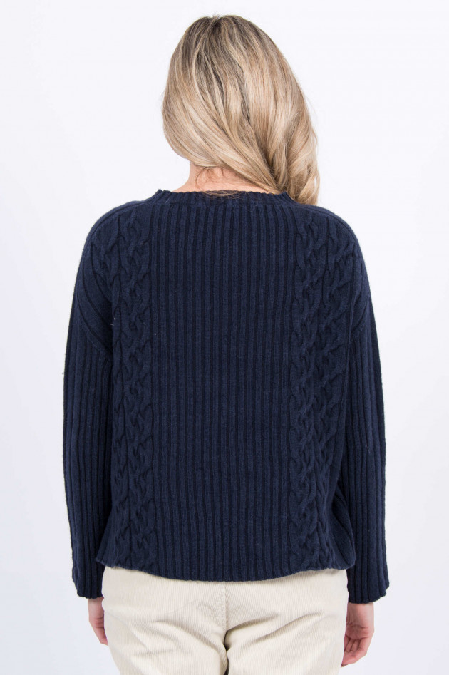 Tortona 21 Wollpullover mit Strickmuster in Navy