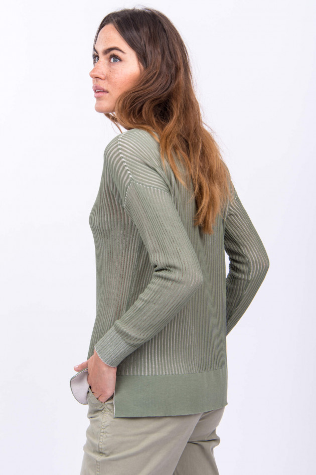 Tortona 21 Feiner Rippstickpullover CORCHIA in Oliv