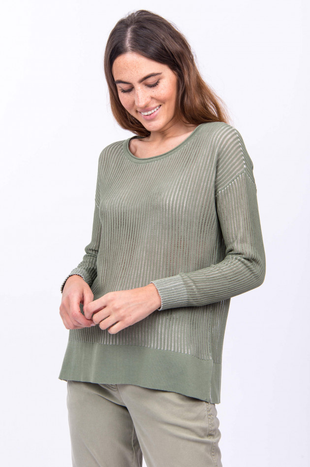 Tortona 21 Feiner Rippstickpullover CORCHIA in Oliv