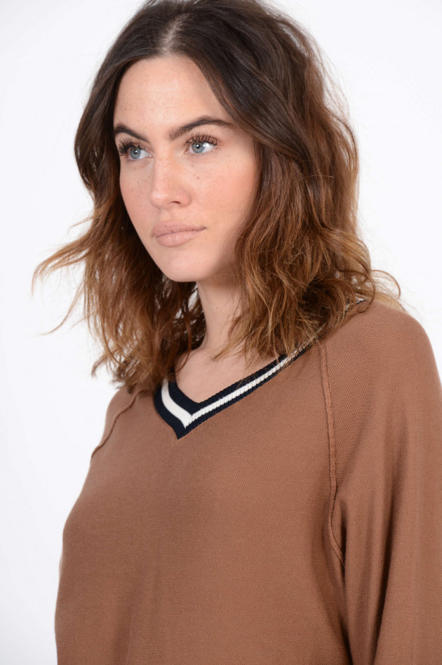 Tortona 21 Pullover mit Streifen in Cognac