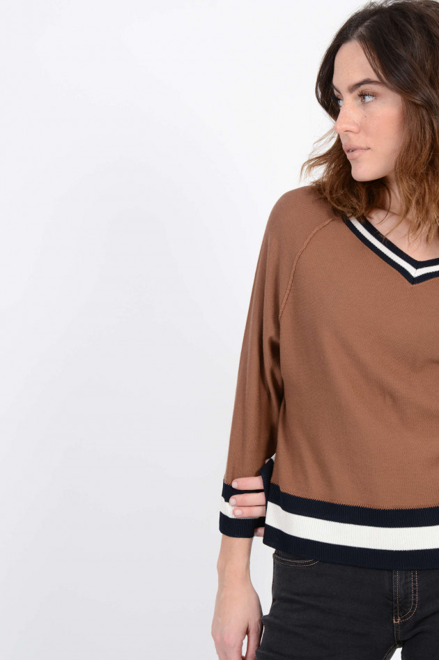 Tortona 21 Pullover mit Streifen in Cognac