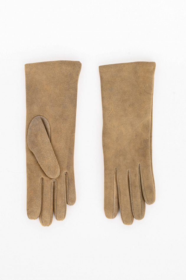 TR Handschuhe Wien Handschuhe aus weichem Veloursleder in Camel