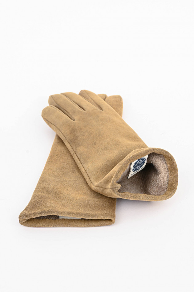 TR Handschuhe Wien Handschuhe aus weichem Veloursleder in Camel
