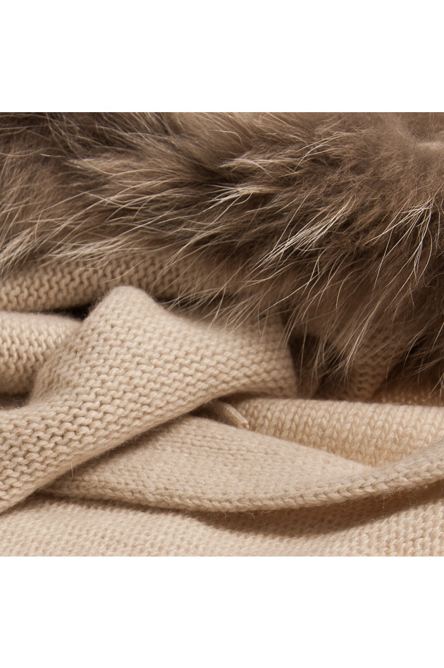 Mala Alisha Tuch mit echtem Fell in Beige