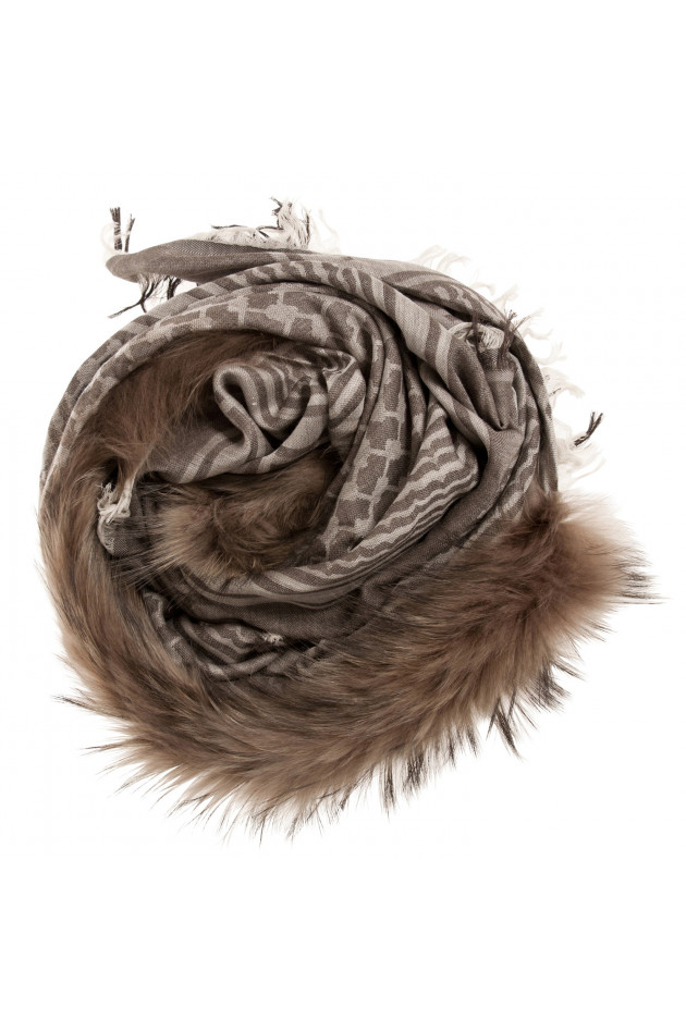 Mala Alisha Tuch mit echtem Fell in Grau/Braun