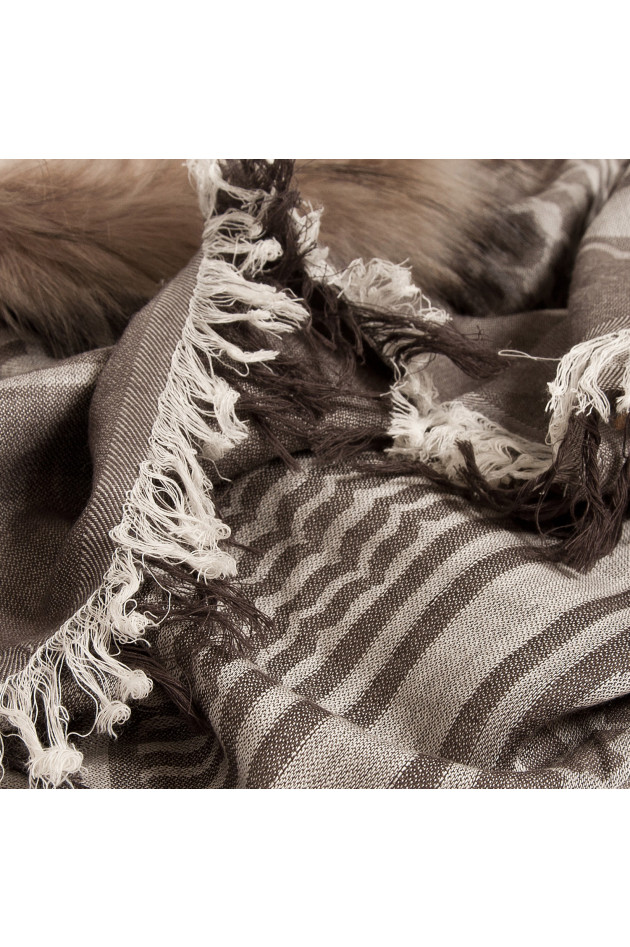 Mala Alisha Tuch mit echtem Fell in Grau/Braun