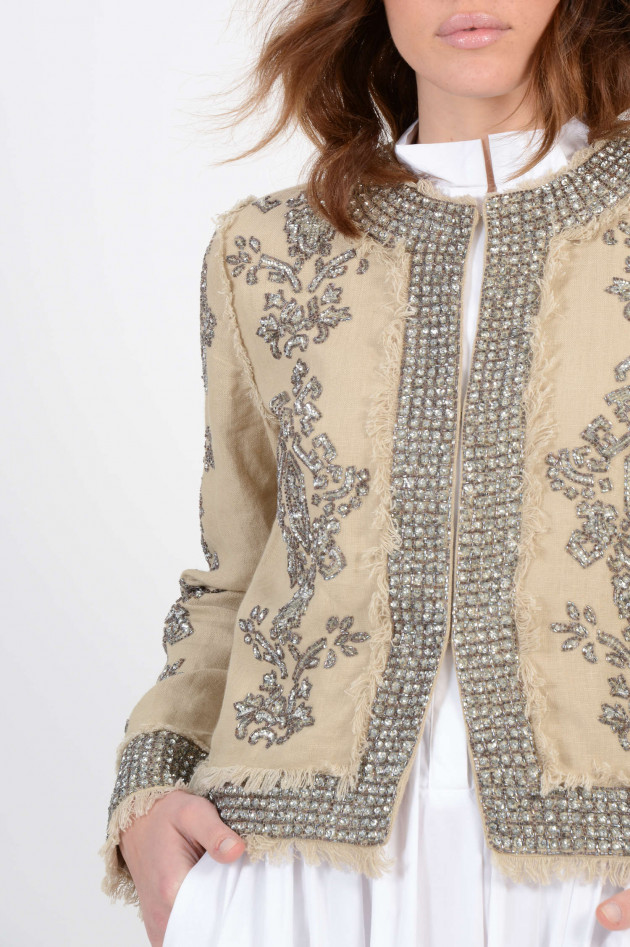 Twin Set Bestickte Jacke in Beige