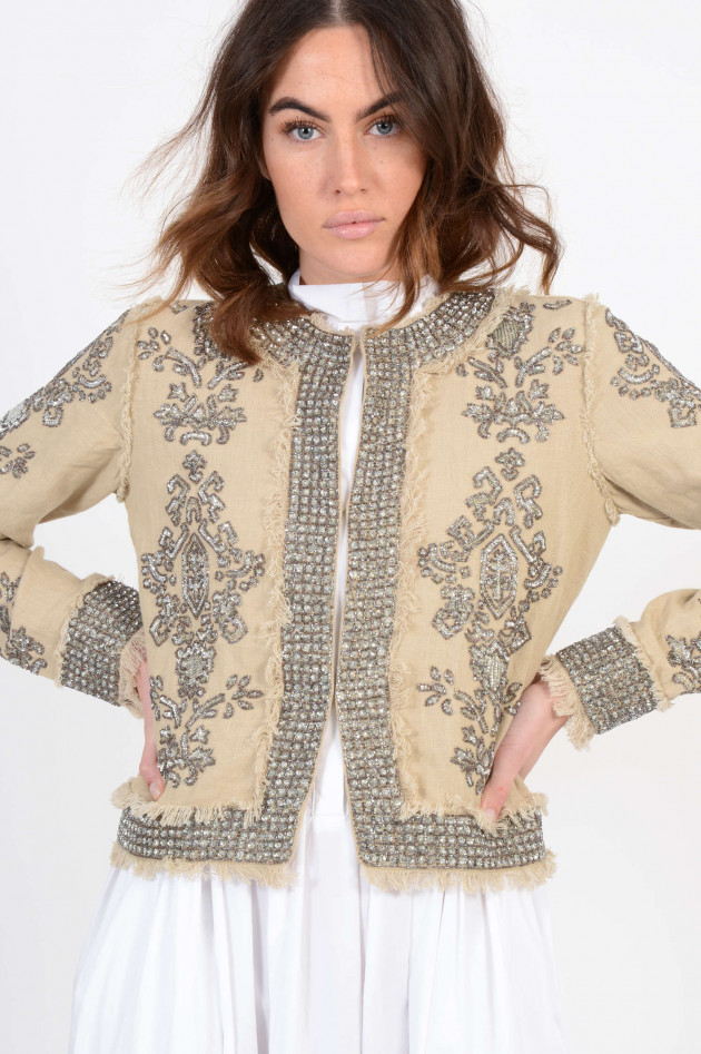 Twin Set Bestickte Jacke in Beige